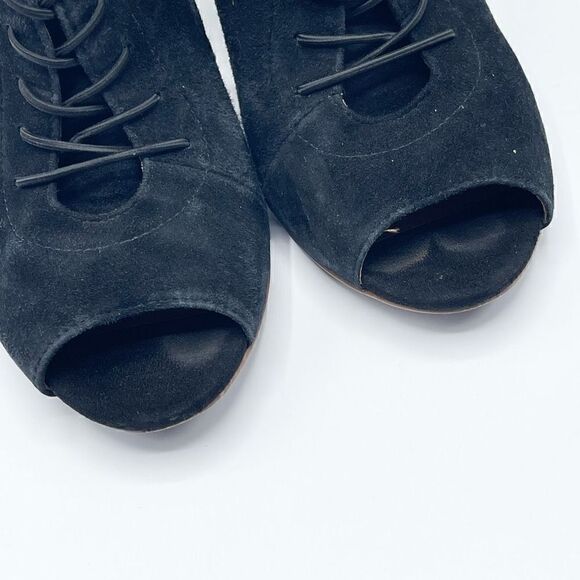 Linea Paolo Stretch Lace Black Suede Wedge Sandals - Women’s 5M - Picture 5 of 9
